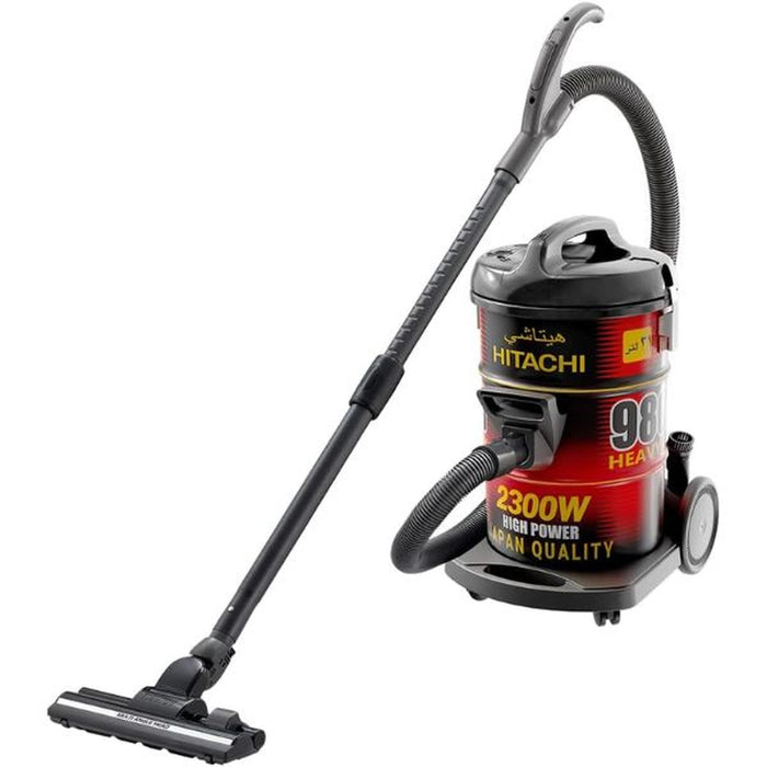 HITACHI Drum Vacuum Cleaner 2300 Watts| 23L Tank Dust Capacity| Aero Power Brush to Clean Efficiently| Metal Pipe Dusting Brush & Crevice Nozzle| Washable Filter| Best for Home & Office|CV980TJBKRGAE EROS
