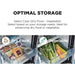 Optimal storage solution for dry food and vegetables with labeled sections.