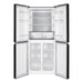 Open refrigerator with black frame on a white background