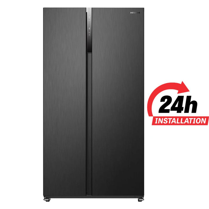 Hitachi Refrigerator | 680L Gross, 525L Net | Side-by-Side | 2-Door | 10 Year Inverter Compressor Warranty | Dual Fan Cooling | Quick Freezing | Mirror Touch Controller | Energy Saving | Dark Inox | HRSN9552DDXAE