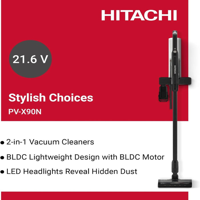 Hitachi Vacuum Cleaner Powerful Household Cordless Vacuum with versatile and low-noise 40Mins Runtime| Handheld Vacuum for Home Carpet| Floor| Stick Vacuum Cleaner |PVX90NPWH