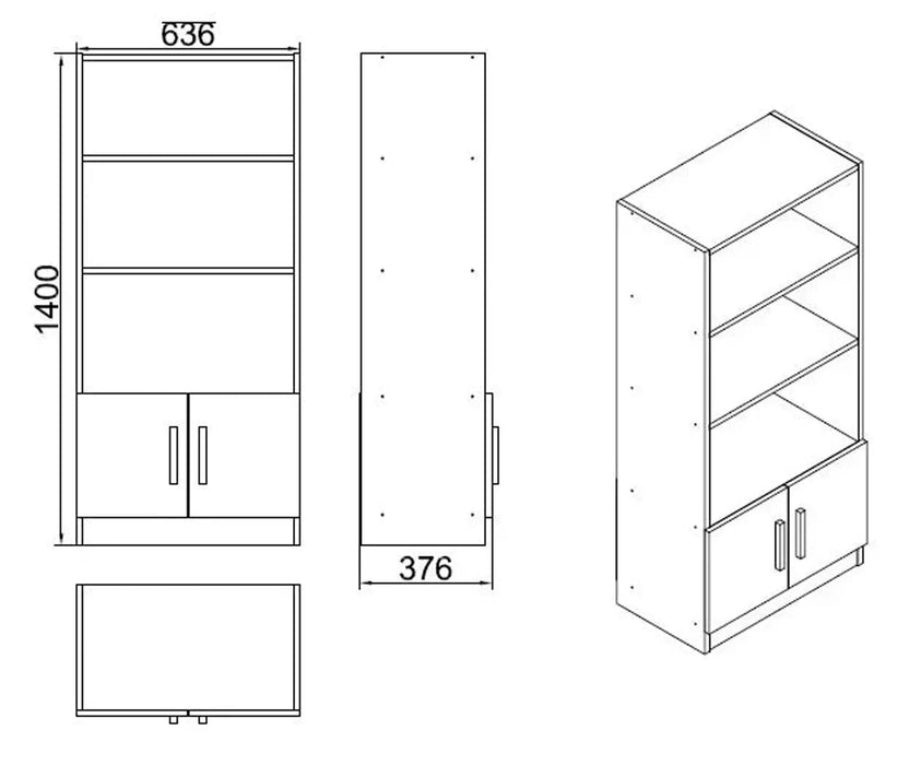 AeroLine Modern Book shelve file cabinet Tall-Oak