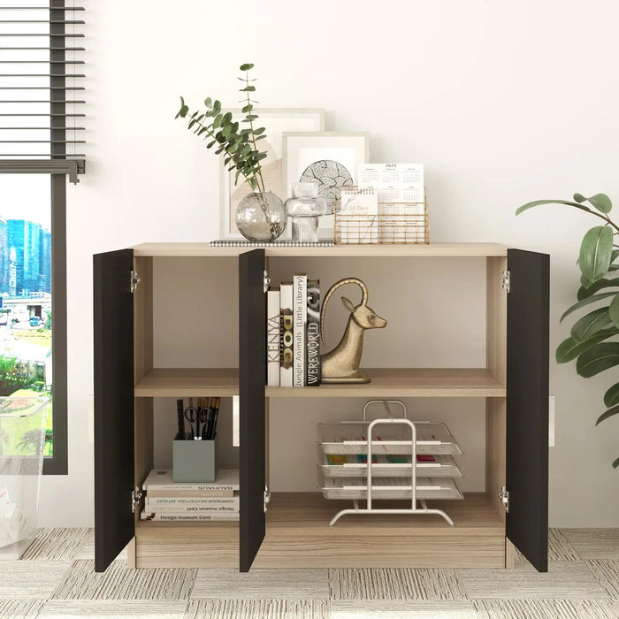 AeroLine Modern Book shelve file cabinet Wide-Oak