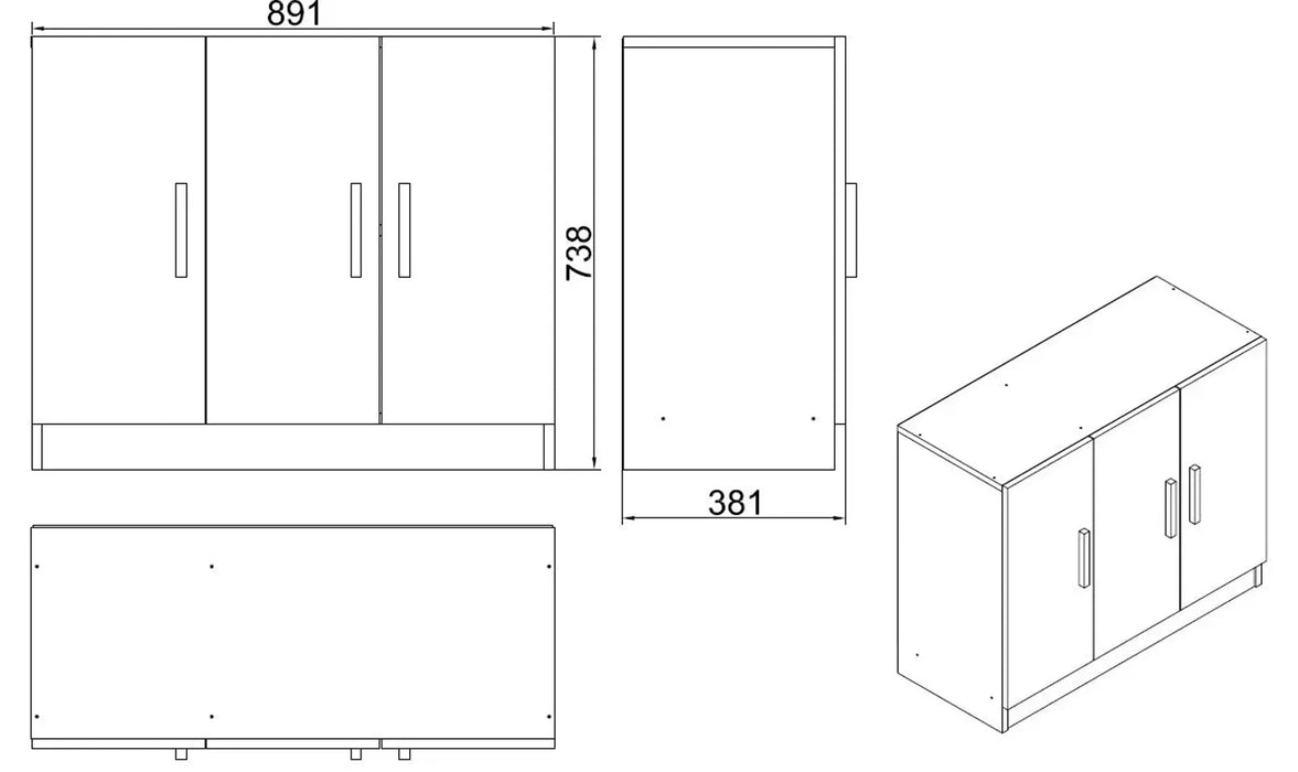 AeroLine Modern Book shelve file cabinet Wide-White