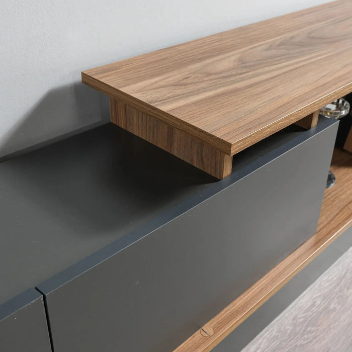 AshLine TV Unit with Wall Shelves | Modern TV Stand | Upto 75 inch TV