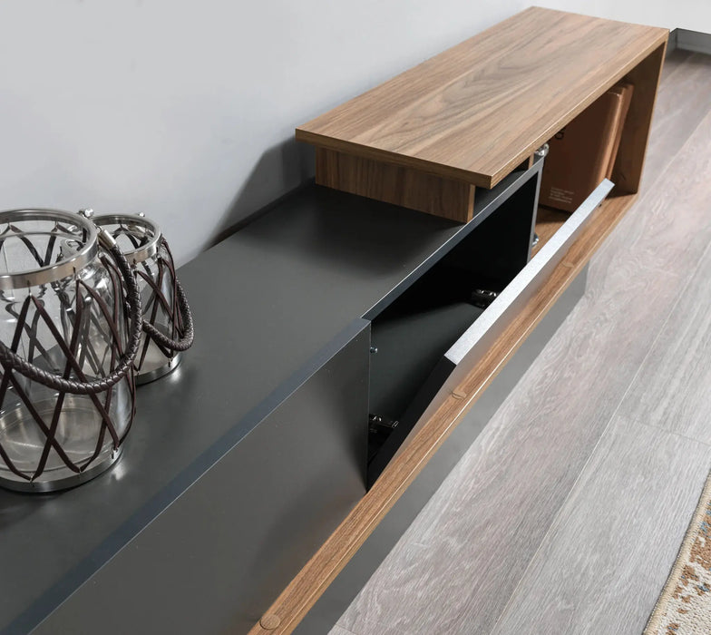 AshLine TV Unit with Wall Shelves | Modern TV Stand | Upto 75 inch TV