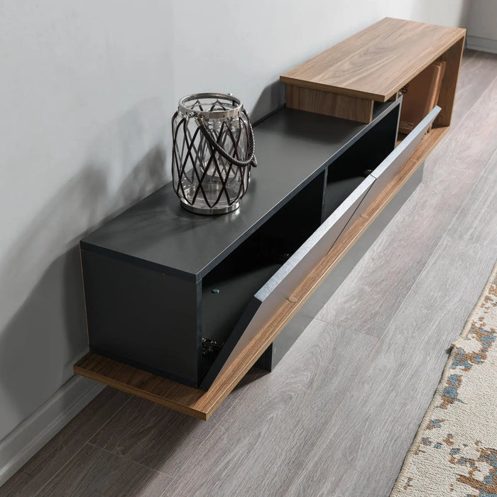 AshLine TV Unit with Wall Shelves | Modern TV Stand | Upto 75 inch TV