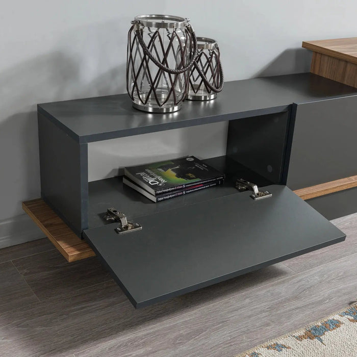 AshLine TV Unit with Wall Shelves | Modern TV Stand | Upto 75 inch TV