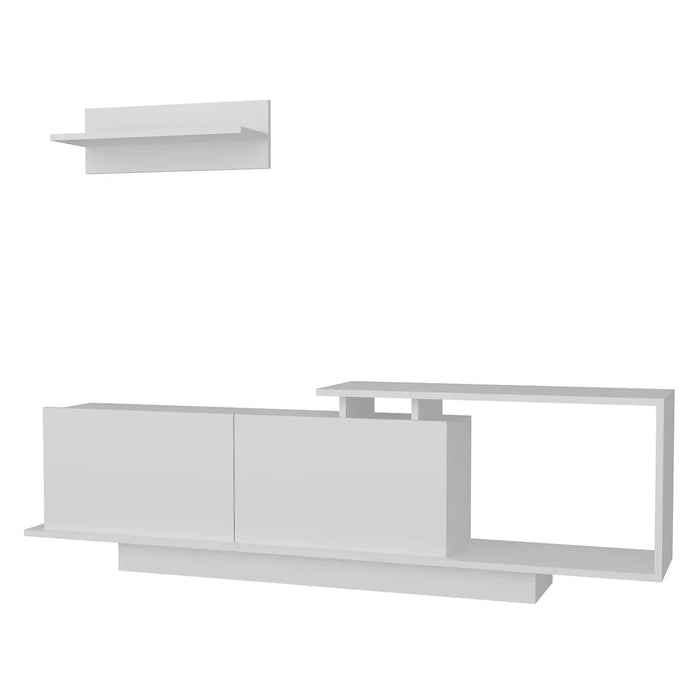 Asos TV Unit with Wall Shelves White | Modern TV Stand | Upto 75 inch TV