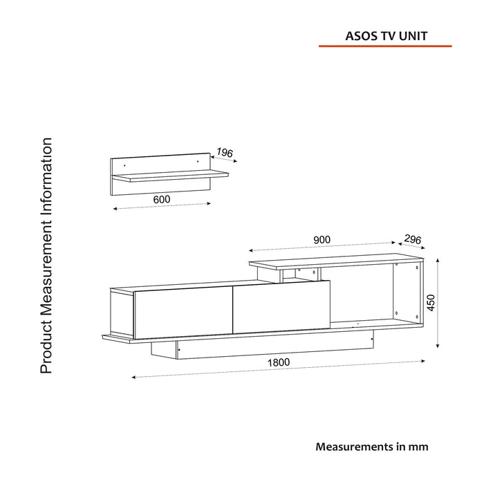 Asos TV Unit with Wall Shelves White | Modern TV Stand | Upto 75 inch TV