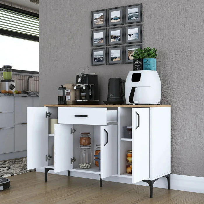 Bistro Multi-Storage Cabinet sideboard White and Oak