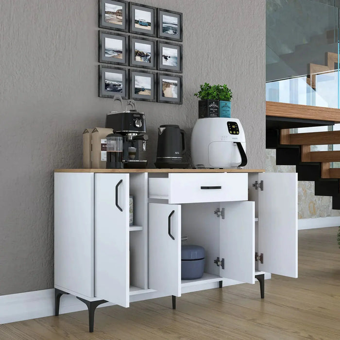 Bistro Multi-Storage Cabinet sideboard White and Oak