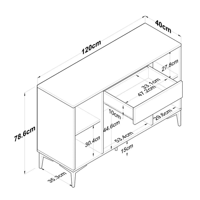 Bistro Multi-Storage Cabinet sideboard White and Oak
