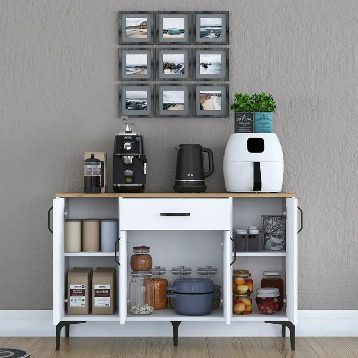 Bistro Multi-Storage Cabinet sideboard White and Oak