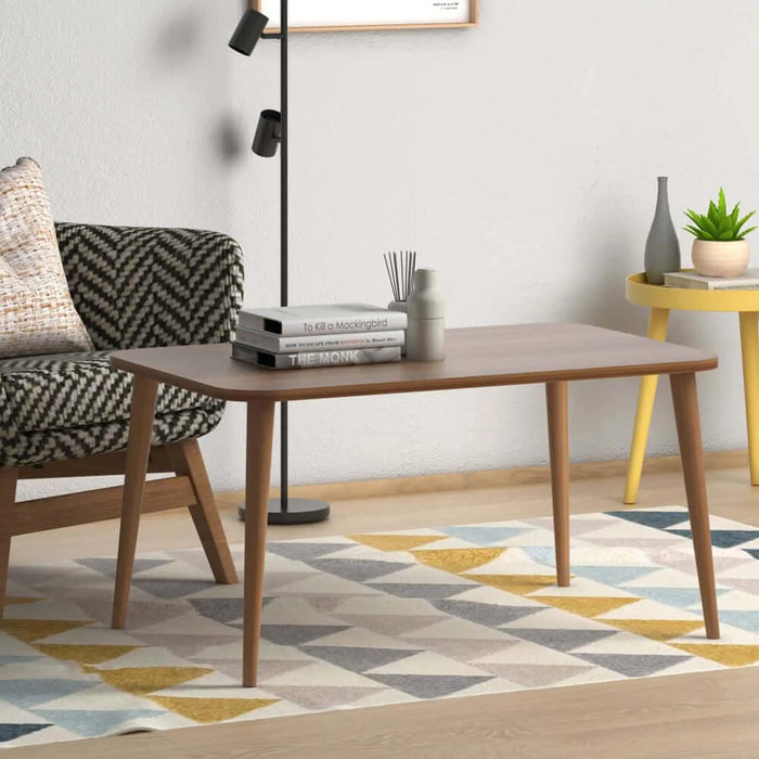 Centre Coffee Table for Living Room | Modern Design Centre Coffee Table with with Wooden legs - Walnut