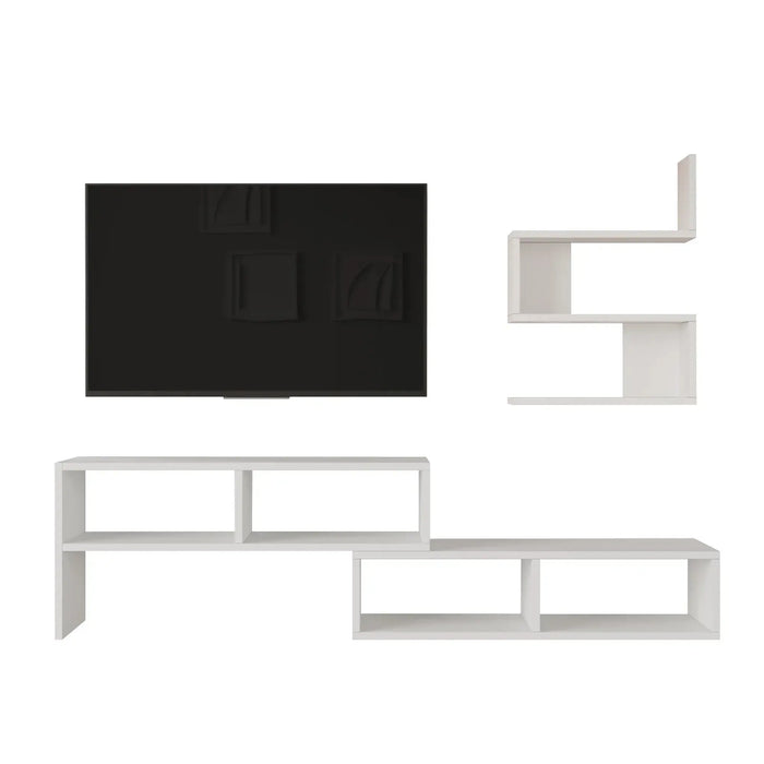 Clouda TV Unit with Wall Shelves White | Modern TV Stand with Storage | Upto 55 inch TV
