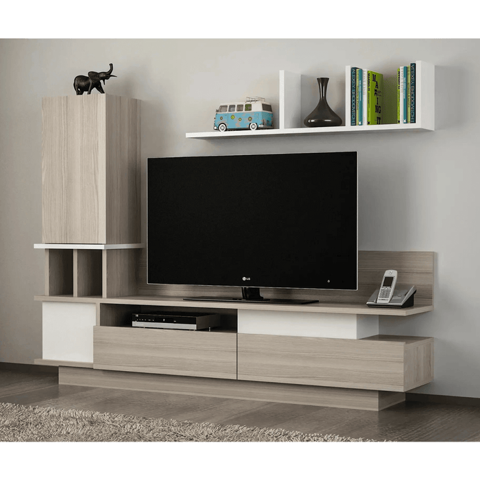 Como TV Unit with Wall Shelves & Storage White & Cordoba | Modern TV Stand | Up to 55 inch TV
