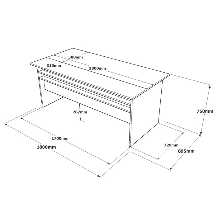 Concretea Office Desk, Cura Concrete - Anthracite