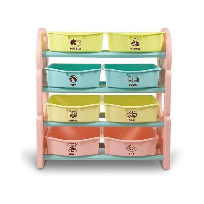 Deluxe Multi-Bin Toy Organizer with Storage Bins | Lightweight Design Toy Storage Box for Kids Play Room - Pink