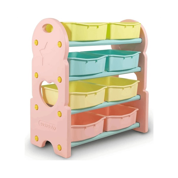 Deluxe Multi-Bin Toy Organizer with Storage Bins | Lightweight Design Toy Storage Box for Kids Play Room - Pink