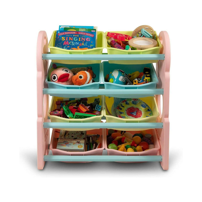 Deluxe Multi-Bin Toy Organizer with Storage Bins | Lightweight Design Toy Storage Box for Kids Play Room - Pink
