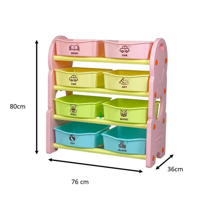 Deluxe Multi-Bin Toy Organizer with Storage Bins | Lightweight Design Toy Storage Box for Kids Play Room - Pink