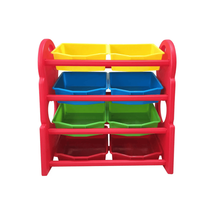 Deluxe Multi-Bin Toy Organizer with Storage Bins | Lightweight Design Toy Storage Box for Kids Play Room - Red