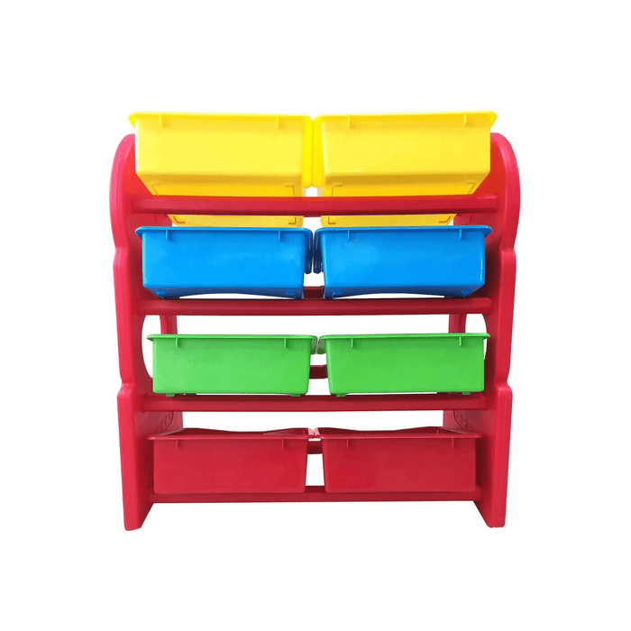 Deluxe Multi-Bin Toy Organizer with Storage Bins | Lightweight Design Toy Storage Box for Kids Play Room - Red