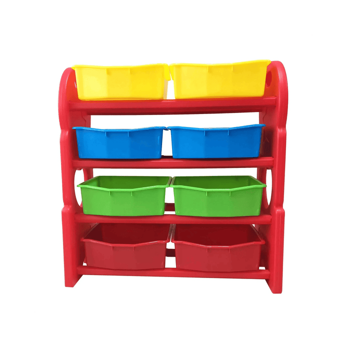 Deluxe Multi-Bin Toy Organizer with Storage Bins | Lightweight Design Toy Storage Box for Kids Play Room - Red