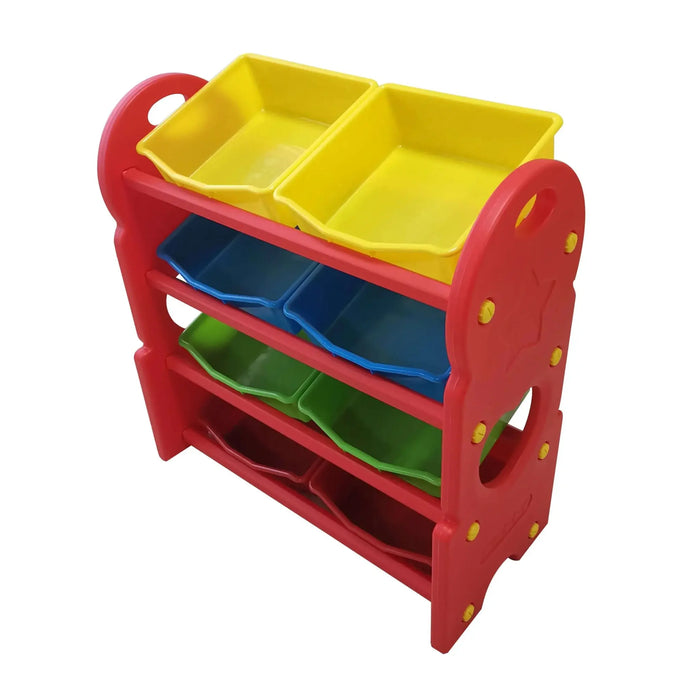 Deluxe Multi-Bin Toy Organizer with Storage Bins | Lightweight Design Toy Storage Box for Kids Play Room - Red
