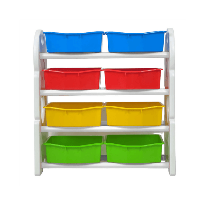 Deluxe Multi-Bin Toy Organizer with Storage Bins | Lightweight Design Toy Storage Box for Kids Play Room - White