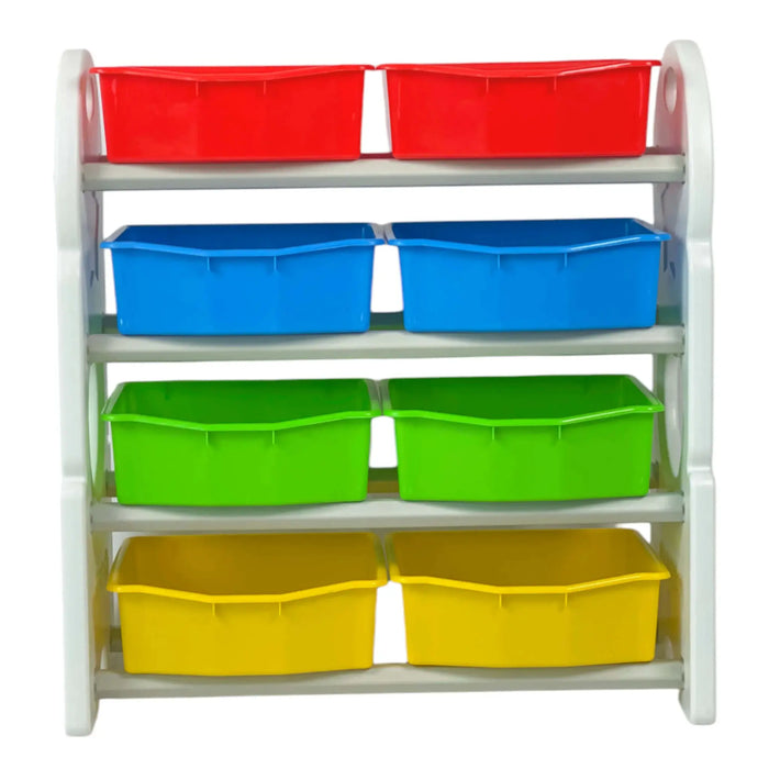 Deluxe Multi-Bin Toy Organizer with Storage Bins | Lightweight Design Toy Storage Box for Kids Play Room - White
