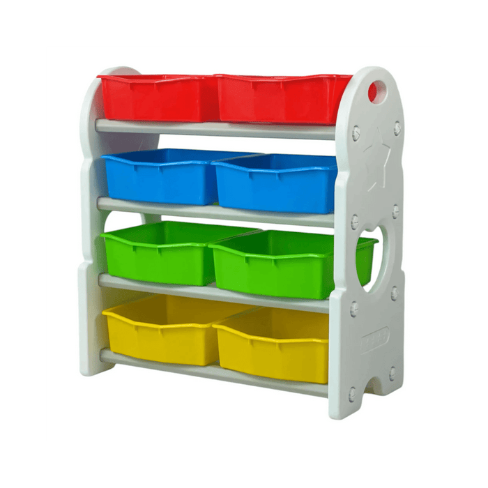 Deluxe Multi-Bin Toy Organizer with Storage Bins | Lightweight Design Toy Storage Box for Kids Play Room - White