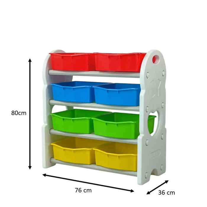Deluxe Multi-Bin Toy Organizer with Storage Bins | Lightweight Design Toy Storage Box for Kids Play Room - White