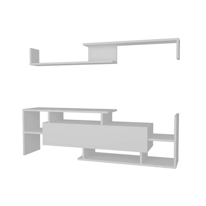 Dream TV Unit with Storage & Wall Shelves White | Modern TV Stand | Upto 65 inch TV