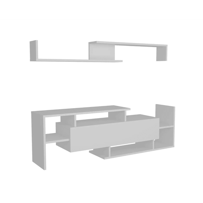 Dream TV Unit with Storage & Wall Shelves White | Modern TV Stand | Upto 65 inch TV
