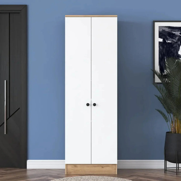 Elegance Tall Shoe Storage Cabinet White and Oak