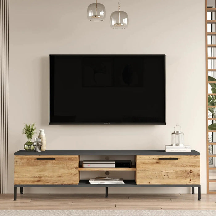 Empire TV Unit with Storage  Pine & Anthracite Grey | Modern TV Stand | Upto 70 inch TV