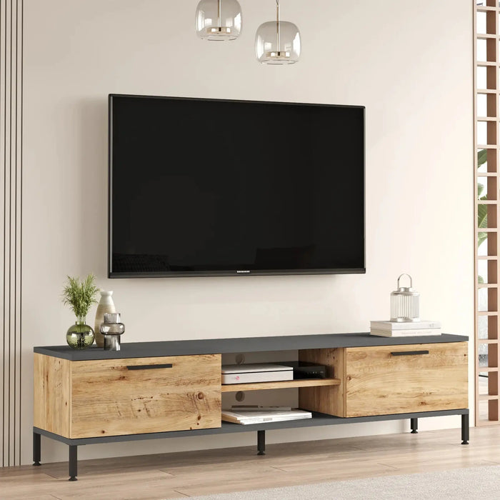 Empire TV Unit with Storage  Pine & Anthracite Grey | Modern TV Stand | Upto 70 inch TV