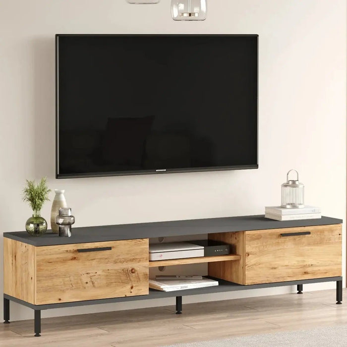 Empire TV Unit with Storage  Pine & Anthracite Grey | Modern TV Stand | Upto 70 inch TV
