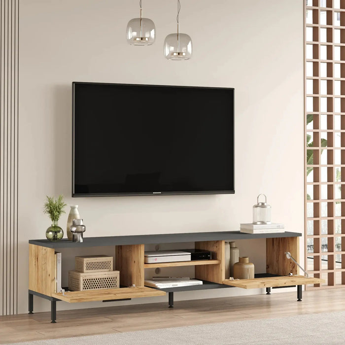 Empire TV Unit with Storage  Pine & Anthracite Grey | Modern TV Stand | Upto 70 inch TV