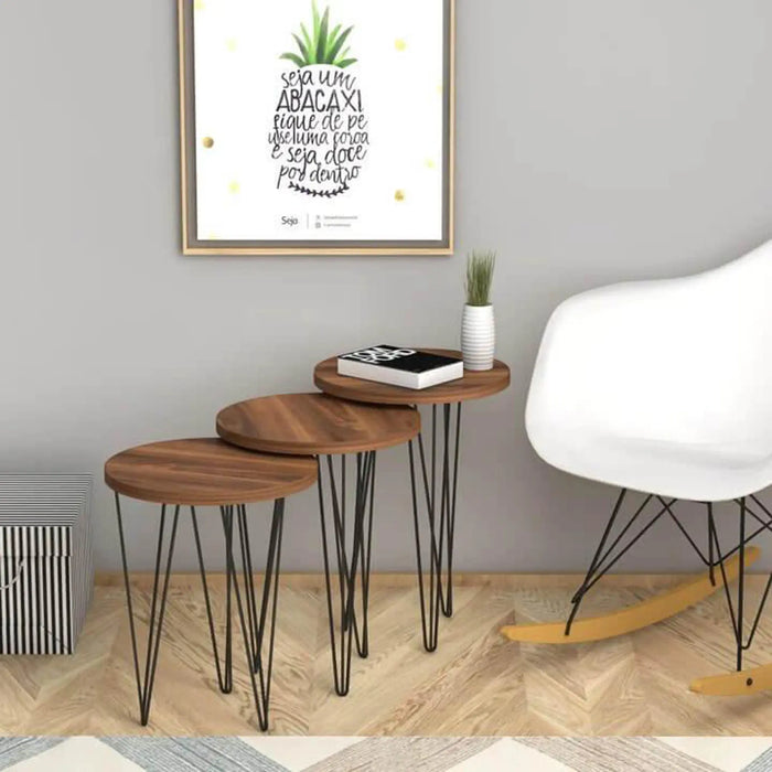 Fiona Nested Coffee Table for Living Room | Contemporary Modern Nesting Coffee Table Set of 3 - Walnut