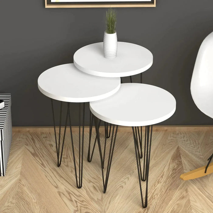 Fiona Nested Coffee Table for Living Room | Contemporary Modern Nesting Coffee Table with Metal Stand