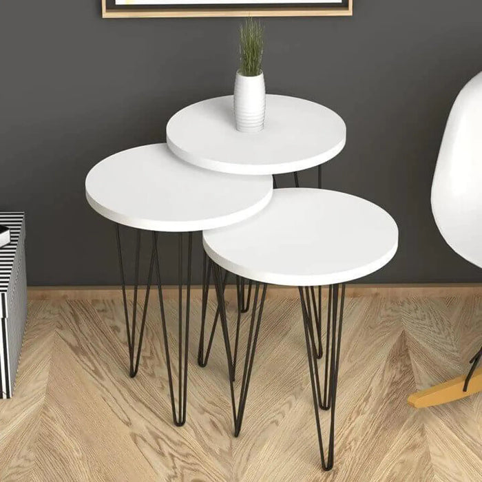 Fiona Nested Coffee Table for Living Room | Contemporary Modern Nesting Coffee Table with Metal Stand