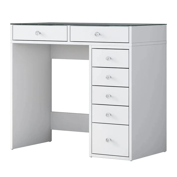 Flux Minimalist Vanity  Glass-Top + 7 Drawers