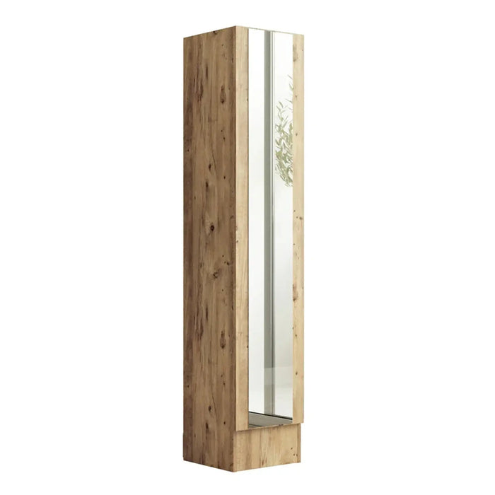 Iron Mirrored Shoe Cabinet Pine finish