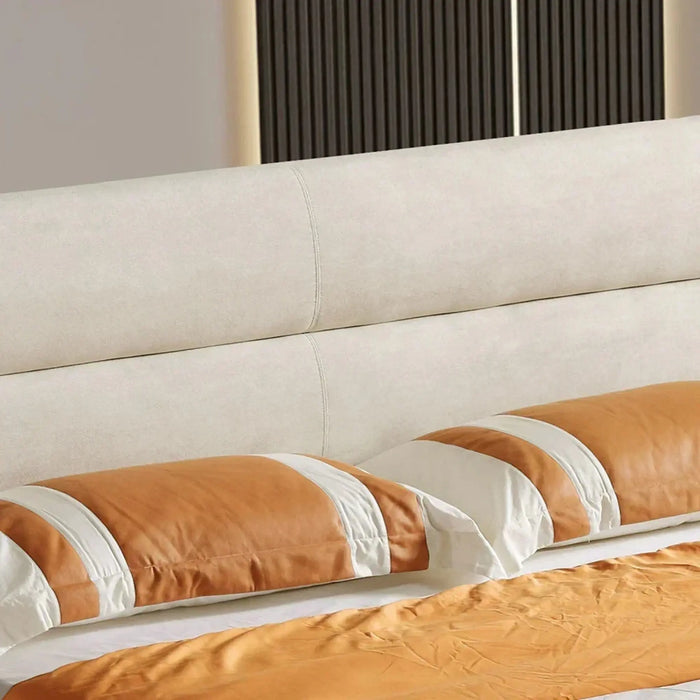 KYOTO King Upholstered Bed with Straight-Line Headboard & Metal Feet (180x200)
