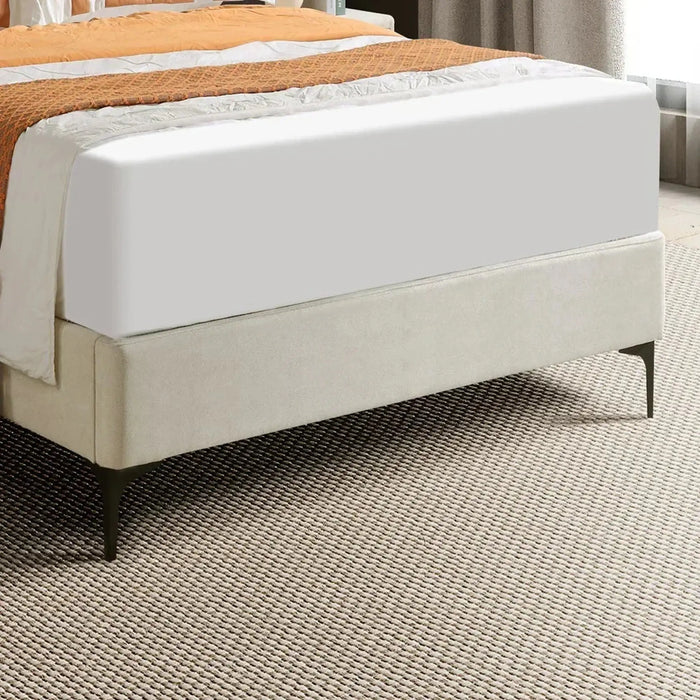 KYOTO Single Upholstered Bed with Straight-Line Headboard & Metal Feet (120x200)