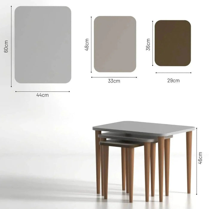 Letto Nested Coffee Table - Stacking End Table - Multicolor