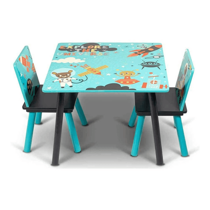 Little Explorer Study Table and Chair Set for Childrens | Durable and Lightweight Wooden Table and Chair Set - Blue